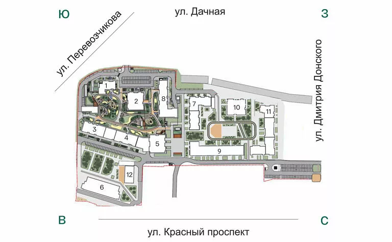 ЖК Расцветай на Красном Новосибирск, генплан застройки 2024