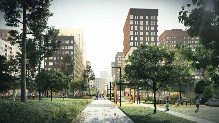 Тайгинский парк, пешеходный бульвар, визуализация 2