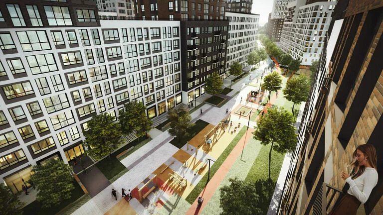 ЖК Тайгинский парк, пешеходный бульвар, визуализация 1