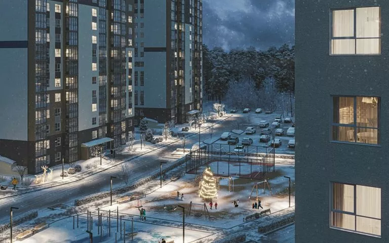 ЖК Квартал Сосновый бор, Кудряши Новосибирск, визуализация 4